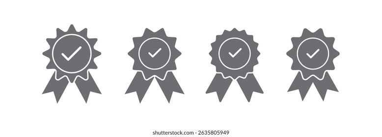 Award line icon set in flat style. Rosette symbol isolated on white background. Simple first place award sign. Thin line abstract icon in black. Vector illustration for graphic design, Web, UI, mobile