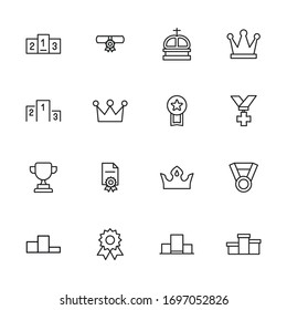 Award line icons set. Stroke vector elements for trendy design. Simple pictograms for mobile concept and web apps. Vector line icons isolated on a white background. 