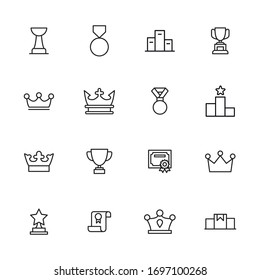 Award line icons set. Stroke vector elements for trendy design. Simple pictograms for mobile concept and web apps. Vector line icons isolated on a white background. 