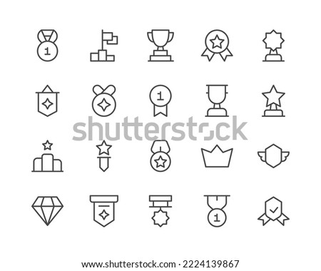 Award line icons set. Vector objects isolated on a white background for web design and graphics. Outline icons collection.