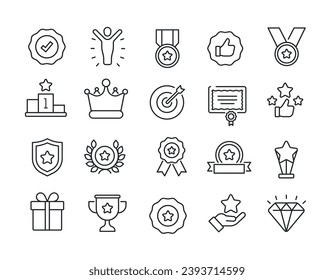 Award line icons. For website marketing design, logo, app, template, ui, etc. Vector illustration.