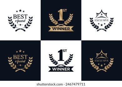 Award logo design collection with golden color