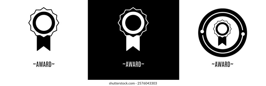Award logo set. Collection of black and white logos. Stock vector.