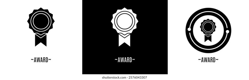 Award logo set. Collection of black and white logos. Stock vector.