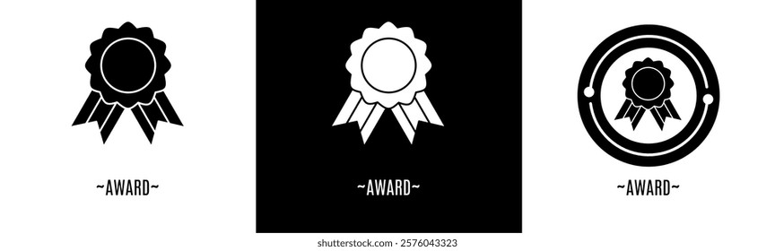 Award logo set. Collection of black and white logos. Stock vector.