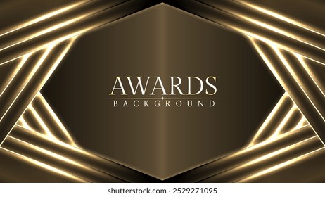 Award luxury elegant gold glowing line with lighting effect sparkle on black awards graphics background. Lines growing elegant shine spark. Premium congratulations card. Event invitation.