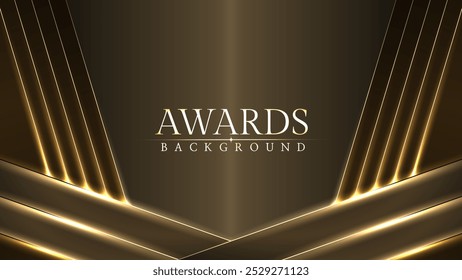 Award luxury elegant gold glowing line with lighting effect sparkle on black awards graphics background. Lines growing elegant shine spark. Premium congratulations card. Event invitation.