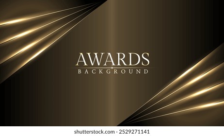 Award luxury elegant gold glowing line with lighting effect sparkle on black awards graphics background. Lines growing elegant shine spark. Premium congratulations card. Event invitation.