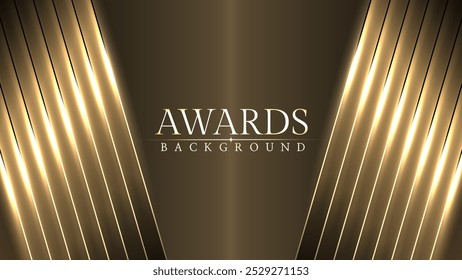 Award luxury elegant gold glowing line with lighting effect sparkle on black awards graphics background. Lines growing elegant shine spark. Premium congratulations card. Event invitation.