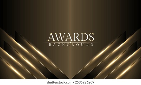Award luxury elegant gold glowing line with lighting effect sparkle on black awards graphics background. Lines growing elegant shine spark. Premium congratulations card. Event invitation.