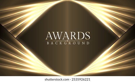 Award luxury elegant gold glowing line with lighting effect sparkle on black awards graphics background. Lines growing elegant shine spark. Premium congratulations card. Event invitation.