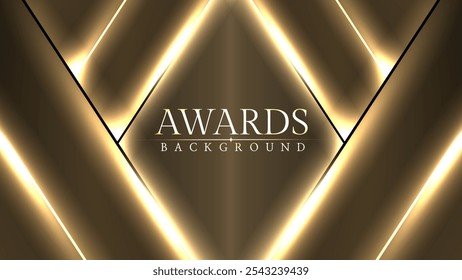 Award luxury elegant gold glowing line with lighting effect sparkle on black awards graphics background. Lines growing elegant shine spark. Premium congratulations card. Event invitation.
