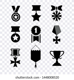 Award meda icons vector isolated on transparent background