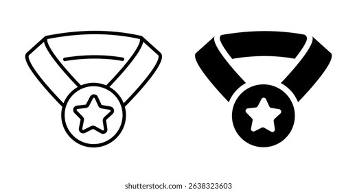 Award medal achievement success icon. Line and silhouette style.