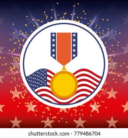 award medal and american flag bright badge