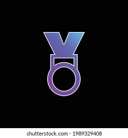 Award Medal blue gradient vector icon