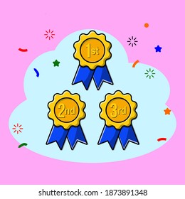 Award medal with blue ribbon Vector