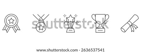 Award medal certificate trophy achievement honor symbol icon vector illustration for recognition success celebration motivation accomplishment reward ceremony display.
