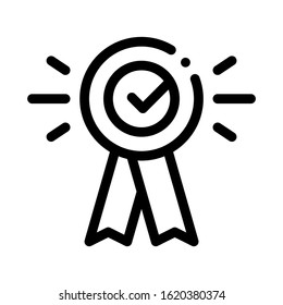 Award Medal Check Icon Vector. Outline Award Medal Check Sign. Isolated Contour Symbol Illustration