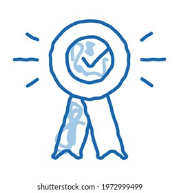 Award Medal Check sketch icon vector. Hand drawn blue doodle line art Award Medal Check isometric sign. isolated symbol illustration