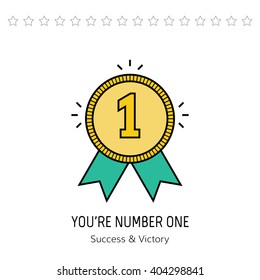 Award, medal. Flat color icon trophy