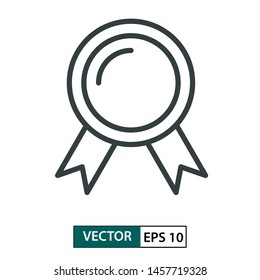  Award medal flat icon vector. Line style. Isolated on white background. Vector Illustration EPS 10