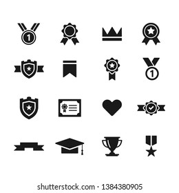 Award medal flat vector icon set