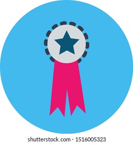 Award medal icon. Best guarantee symbol. Winner achievement sign. Colored flat icons on blue background.