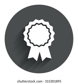 Award medal icon. Best guarantee symbol. Winner achievement sign. Circle flat button with shadow. Modern UI website navigation. Vector