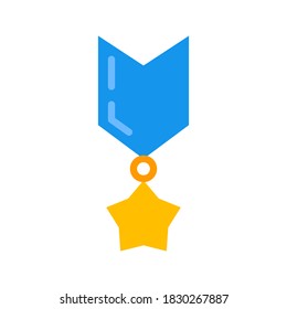 Award medal icon in flat style illustration for achievement and competition