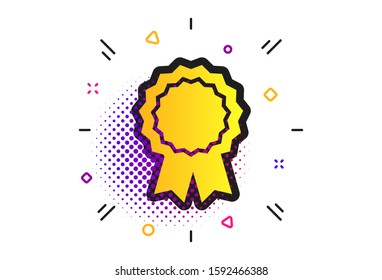 Award medal icon. Halftone dots pattern. Best guarantee symbol. Winner achievement sign. Classic flat medal icon. Vector