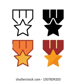 Award medal icon. With outline, glyph, filled outline and flat style