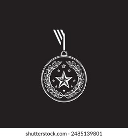 Award medal icon set. Winner or victory badge medal. Contains approved, verified, certified, star, achievement, and first medal. Vector illustration
