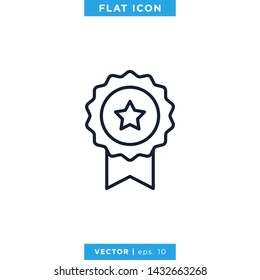 Award Medal Icon Vector Logo Design Template. Editable Stroke