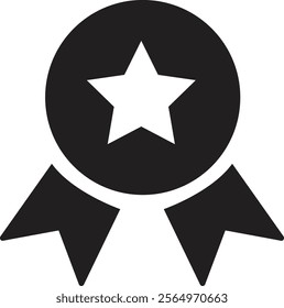 Award medal icon. Winner or victory badge medal. Game champion prize award of honor. Professional certificate ribbon vector symbol. Contains approved, verified, certified, star, achievement.