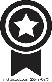 Award medal icon. Winner or victory badge medal. Game champion prize award of honor. Professional certificate ribbon vector symbol. Contains approved, verified, certified, star, achievement.