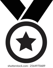 Award medal icon. Winner or victory badge medal. Game champion prize award of honor. Professional certificate ribbon vector symbol. Contains approved, verified, certified, star, achievement.