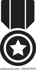 Award medal icon. Winner or victory badge medal. Game champion prize award of honor. Professional certificate ribbon vector symbol. Contains approved, verified, certified, star, achievement.