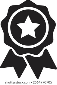 Award medal icon. Winner or victory badge medal. Game champion prize award of honor. Professional certificate ribbon vector symbol. Contains approved, verified, certified, star, achievement.