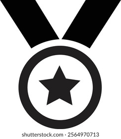 Award medal icon. Winner or victory badge medal. Game champion prize award of honor. Professional certificate ribbon vector symbol. Contains approved, verified, certified, star, achievement.