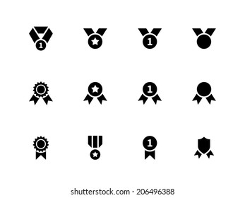 Award and medal icons on white background. Vector illustration.
