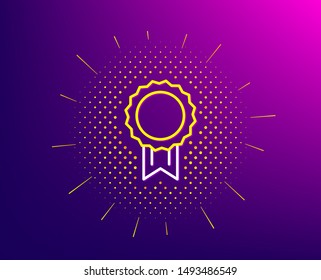 Award Medal line icon. Halftone pattern. Winner achievement symbol. Glory or Honor sign. Gradient background. Reward line icon. Yellow halftone pattern. Vector