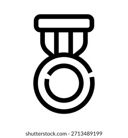Vector del icono de la línea de la medalla del premio que representa la ganancia, el honor, el logro y el reconocimiento, contorno negro mínimo en el fondo blanco para el uso del Web, del App, de la ui, de la certificación y de la marca