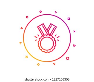 Award Medal line icon. Winner achievement symbol. Glory or Honor sign. Gradient pattern line button. Honor icon design. Geometric shapes. Vector