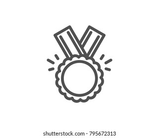 Award Medal line icon. Winner achievement symbol. Glory or Honor sign. Quality design element. Editable stroke. Vector