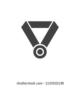 Award medal with neck ribbon vector icon. filled flat sign for mobile concept and web design. simple solid icon. Symbol, logo illustration. Pixel perfect vector graphics