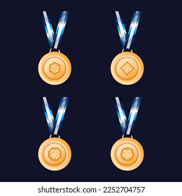 Award medal necklace vector set