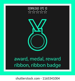 award, medal, reward ribbon, ribbon badge vector icon