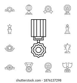 Premio, medalla, icono del vector plano de cinta en el paquete de premios