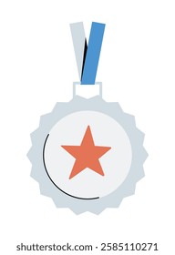 Award Medal With Ribbon In Flat Vector Illustration Symbolizing Achievement, Recognition, And Excellence, Isolated On White Background
